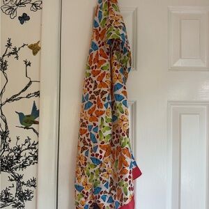 Brooks Brothers 346 Multicolor Butterfly Print Silk Scarf